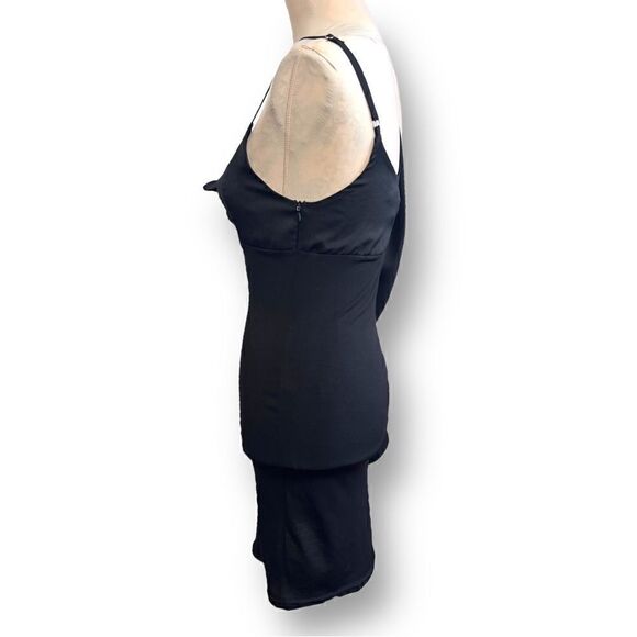 TFNC London Asymmetrical Puff Sleeve Bodycon Little Black Dress, Size Small - Picture 5 of 10